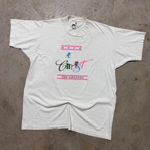 Vintage 90s Jesus Tee SAFE IN CHRIST‎ Graphic T Shirt Single Stitch White XL